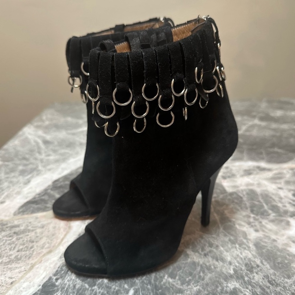 balmain Open Toe Suede Black boots Size 5.5/36 Made In Italy MSRP $1225